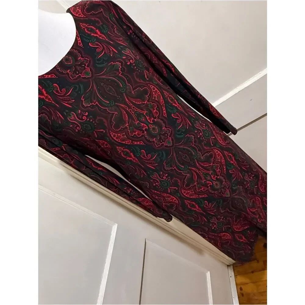 Tommy Hilfiger Black Dress with Red and Green Paisley